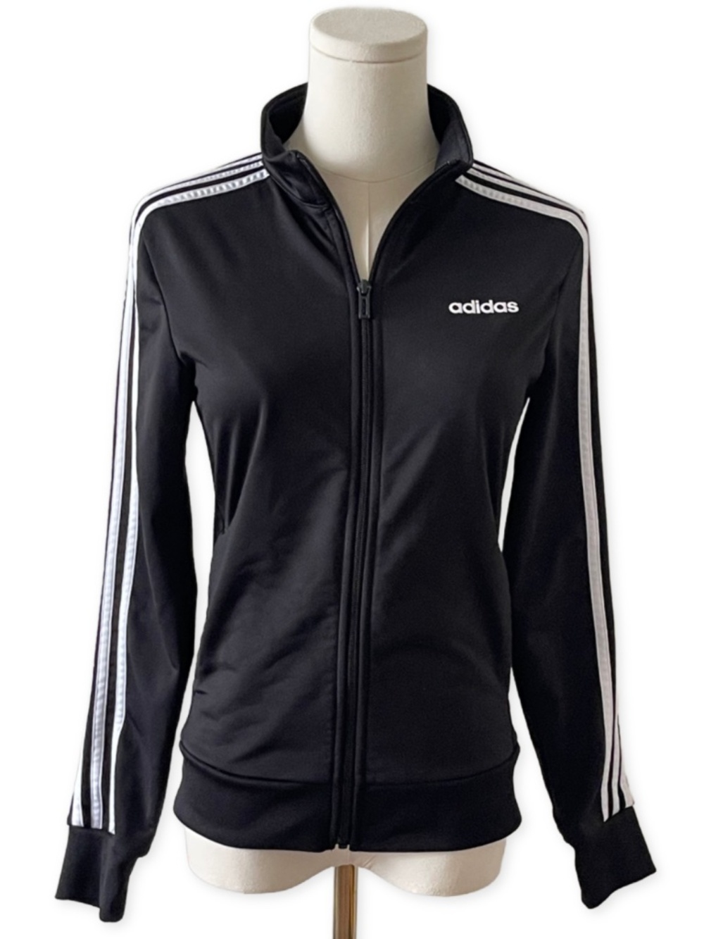 adidas Black Track Jacket with White Stripes